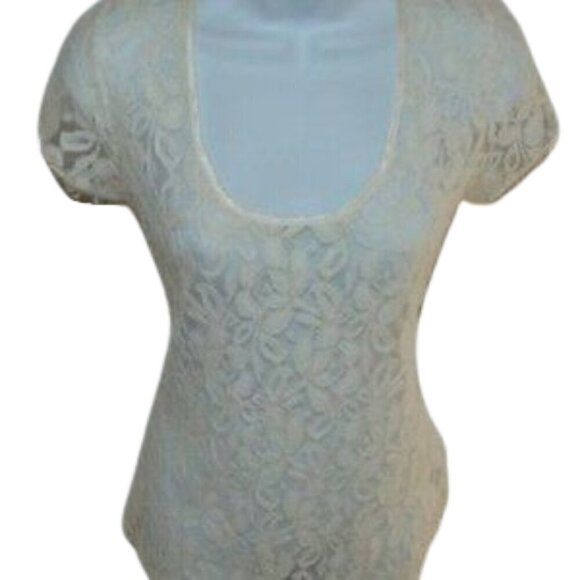 Banana Republic white lace top w cap sleeves Sz S - Picture 2 of 6